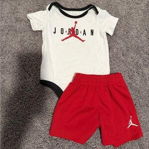 Jordan Infant Bodysuit and Red Mesh Shorts Set